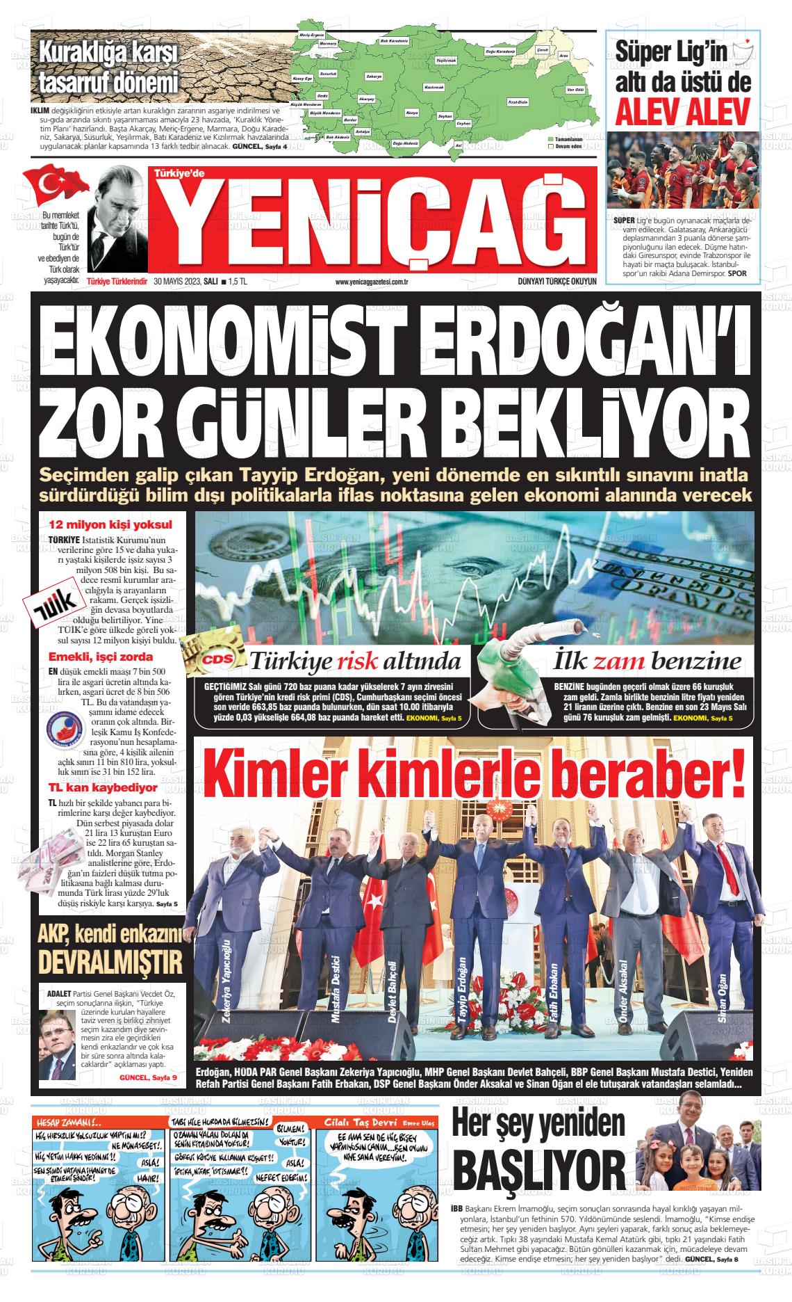 30 Mayıs 2023 Yeniçağ Gazete Manşeti