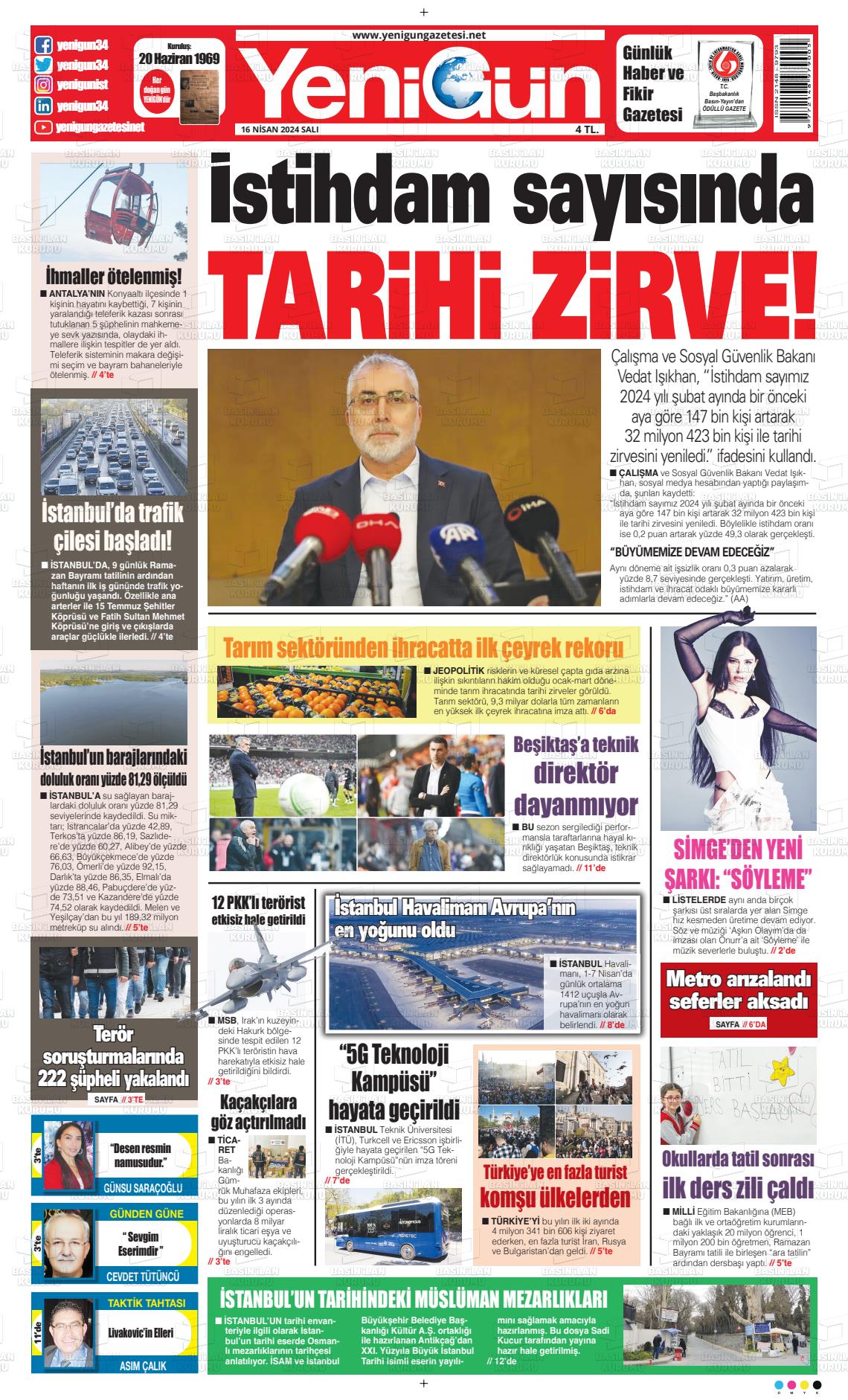 18 Nisan 2024 Fatih Yenigün Gazete Manşeti