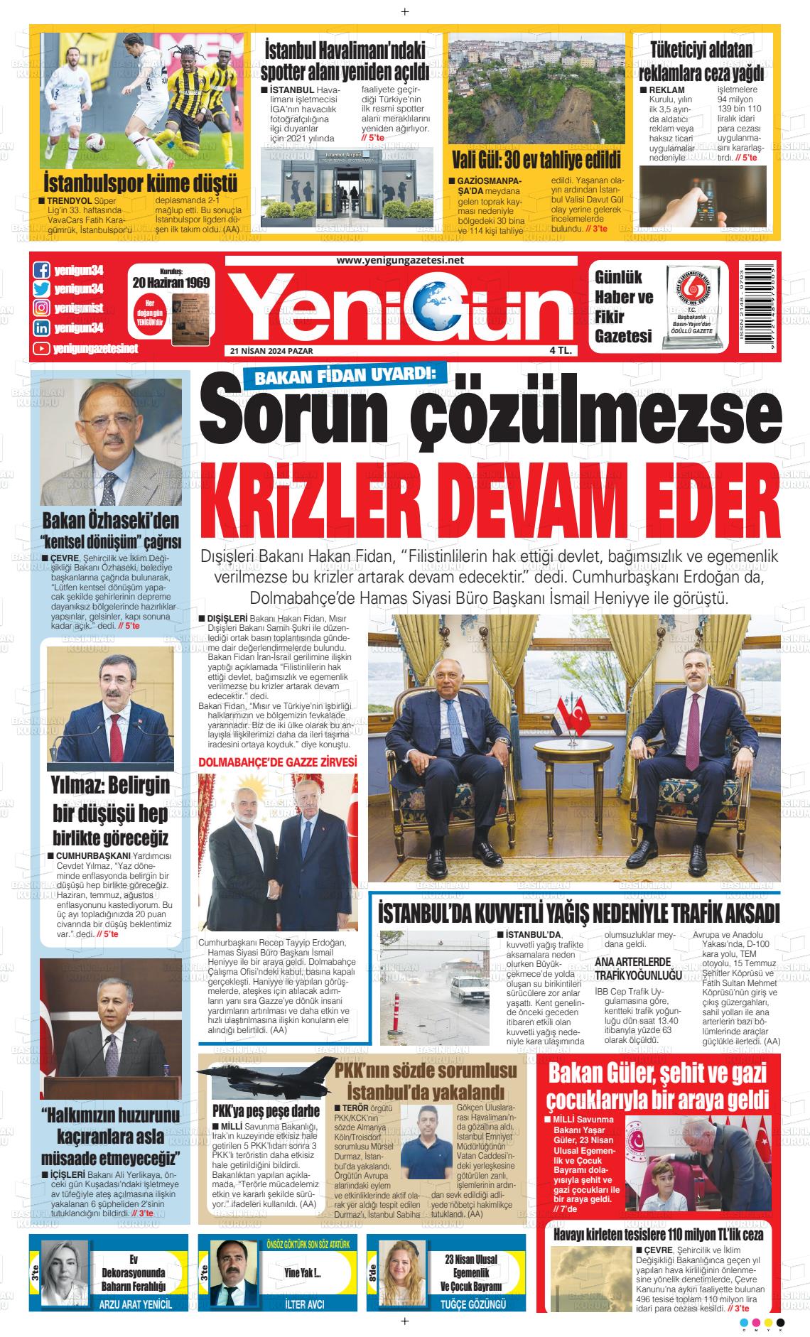 26 Nisan 2024 Fatih Yenigün Gazete Manşeti