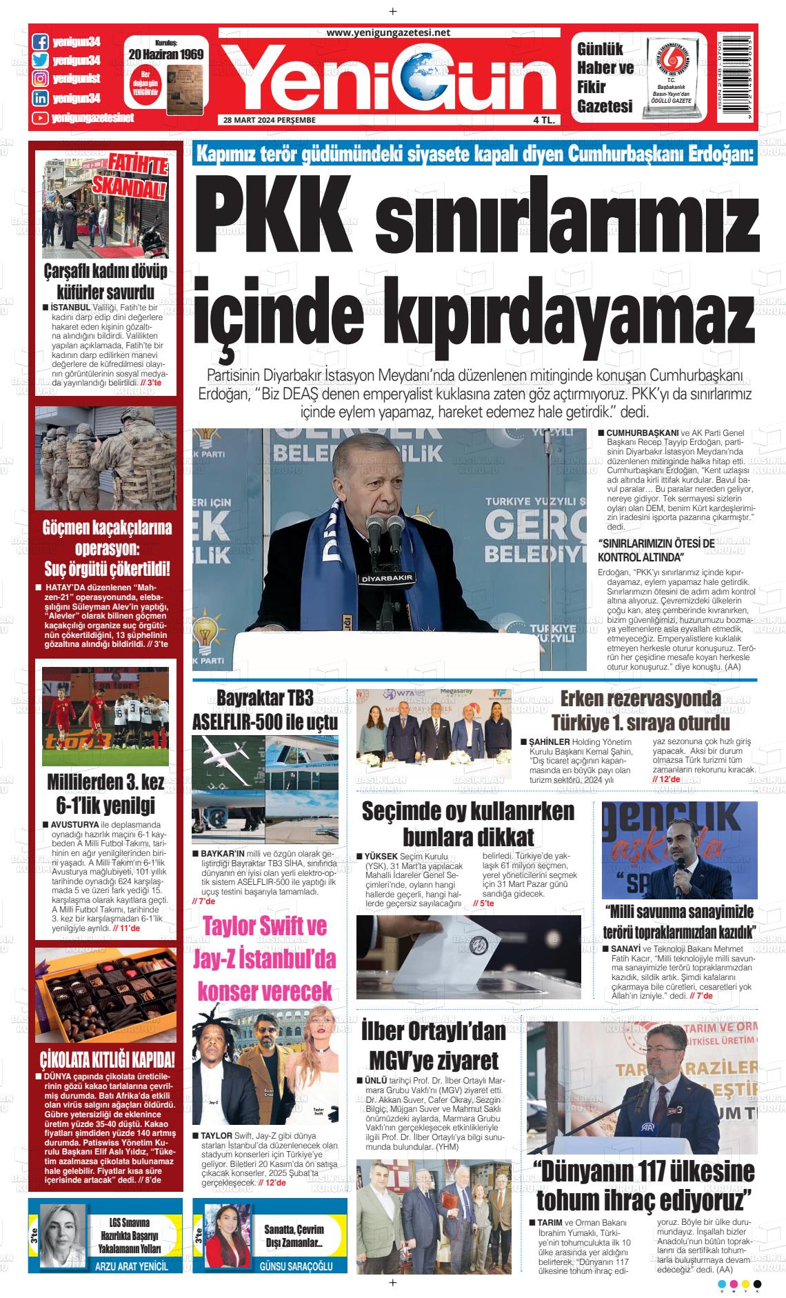 28 Mart 2024 Fatih Yenigün Gazete Manşeti