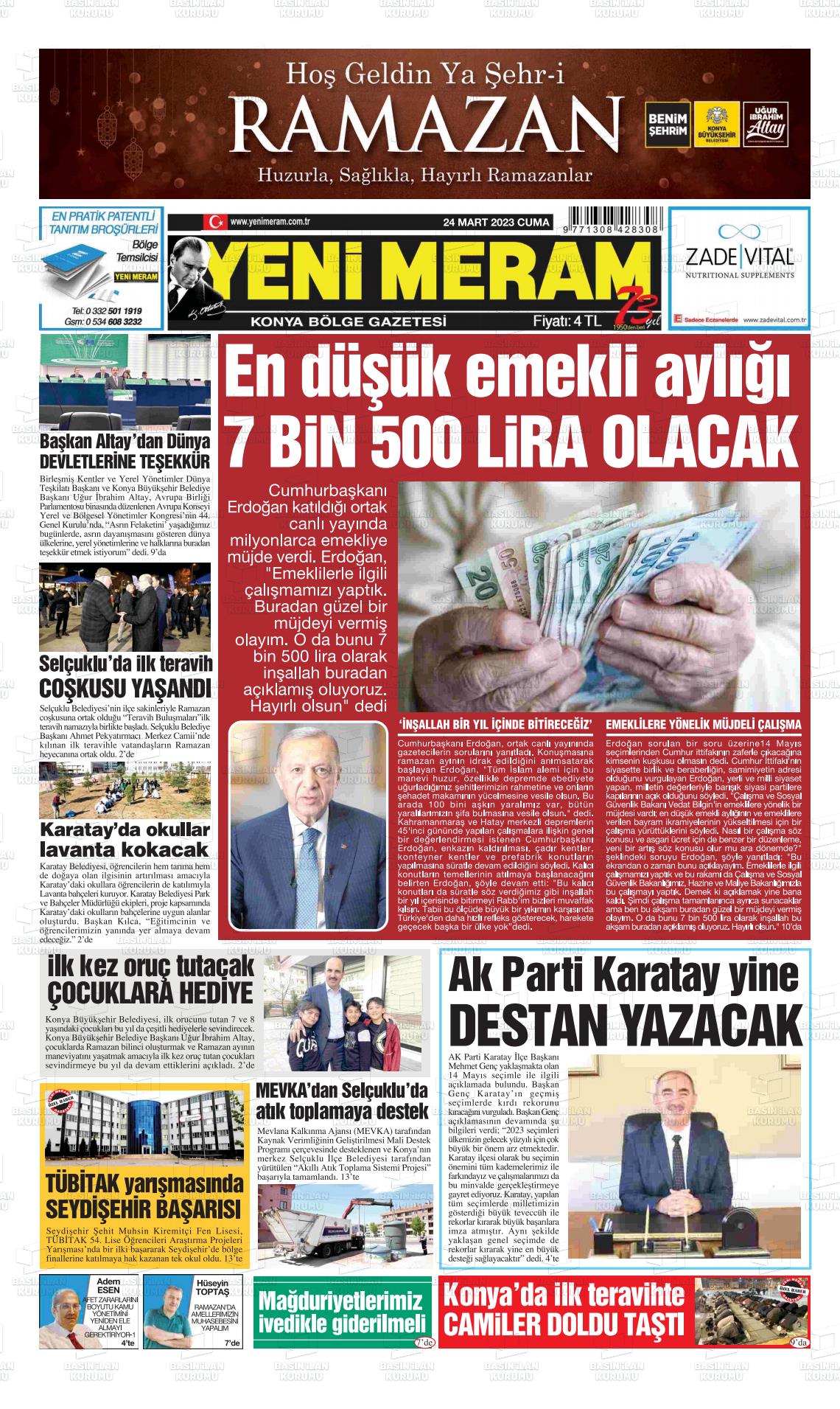 24 Mart 2023 Yeni Meram Gazete Manşeti