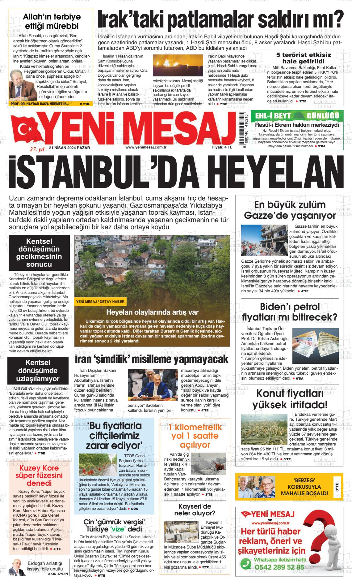 04 Mayıs 2024 Yeni Mesaj Gazete Manşeti