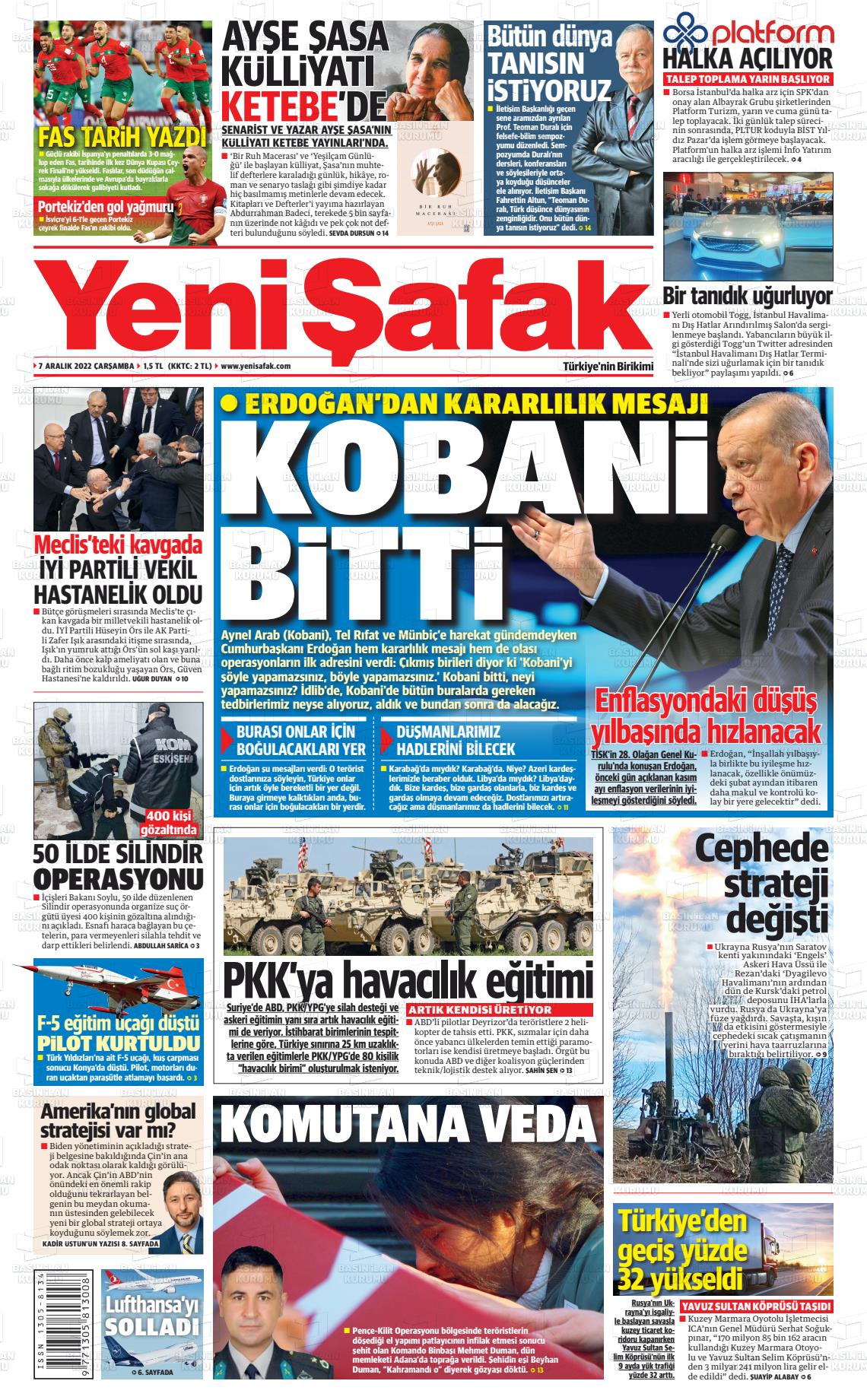 07 Aralık 2022 Yeni Şafak Gazete Manşeti