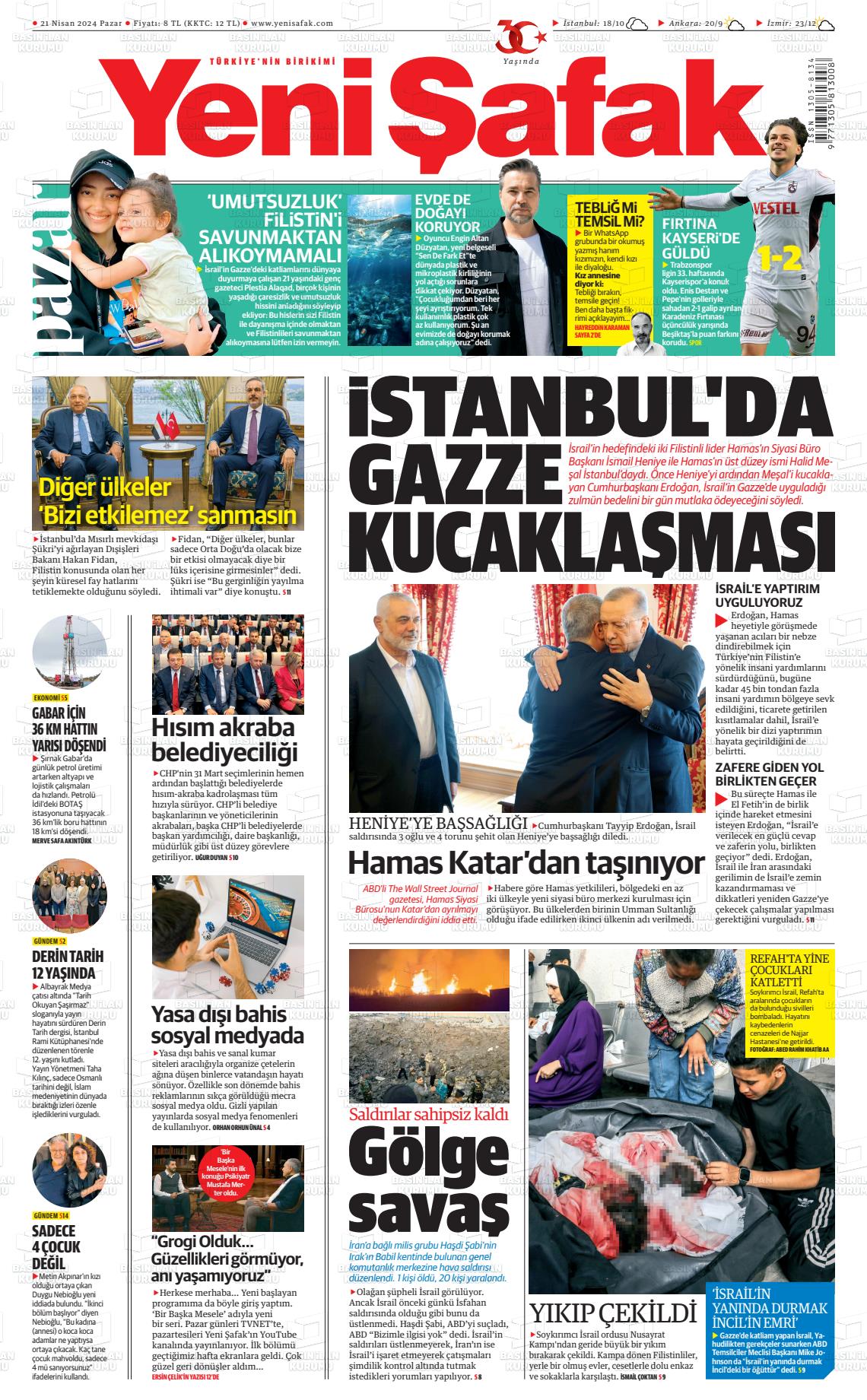 23 Mayıs 2024 Yeni Şafak Gazete Manşeti
