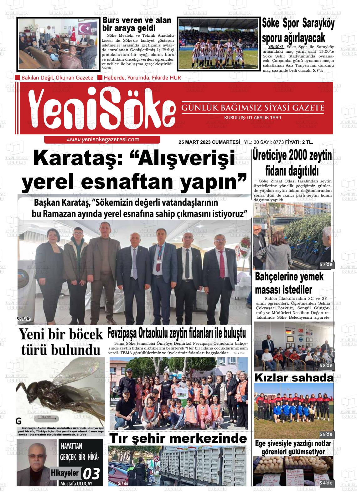 25 Mart 2023 Yeni Söke Gazete Manşeti