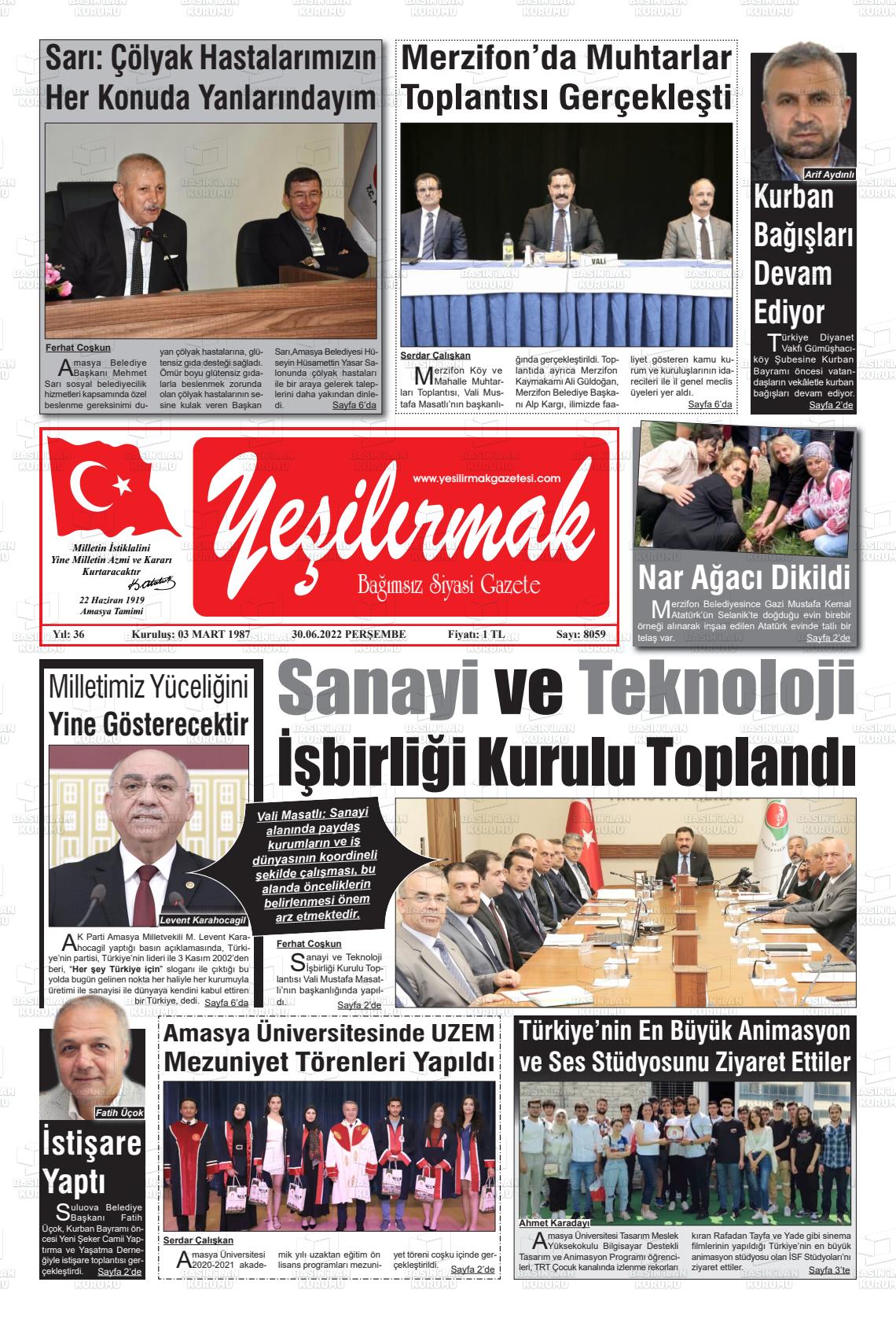 02 Temmuz 2022 Yeşilirmak Gazete Manşeti